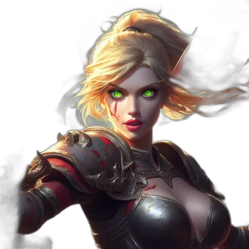 face, fantasy art, concept art, comic book art, photorealistic, elf-eared, woman, battles transparent PNG cut-out