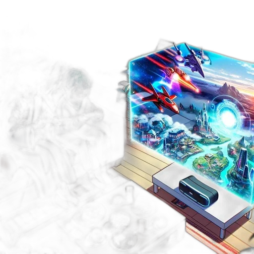 robot, weapon, furniture, concept art, 3d render, fantasy art, vaporwave, blue transparent PNG cut-out