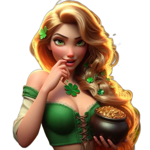 fantasy art, concept art, pixel art, comic book art, green, animated, female, character transparent PNG cut-out