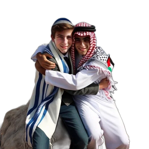 weapon, sword, photorealistic, two, individuals, one, jewish, tallit transparent PNG cut-out