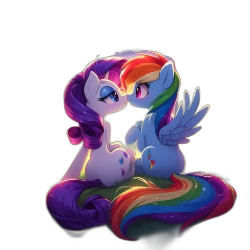 concept art, pixel art, fantasy art, watercolor, colorful, two, little, pony transparent PNG cut-out