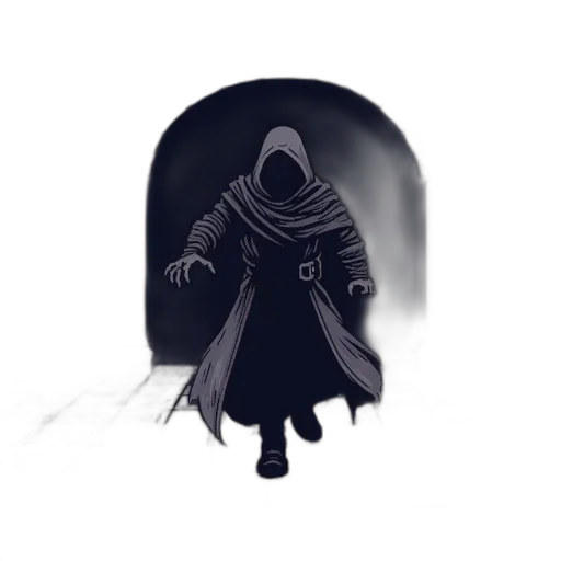 mask, creature, jacket, staff, concept art, pixel art, fantasy art, comic book art transparent PNG cut-out