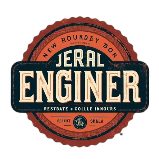 vintage, engineer, label, font transparent PNG cut-out