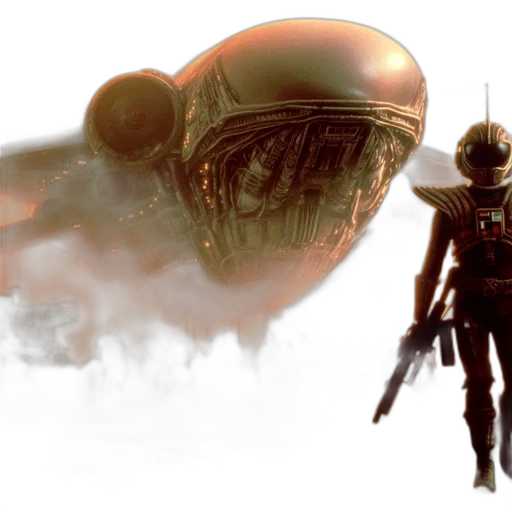 robot, creature, concept art, 3d render, fantasy art, photorealistic, outer space, desolate transparent PNG cut-out