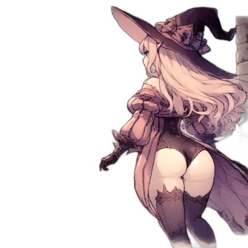 hat, staff, weapon, dress, concept art, fantasy art, pixel art, watercolor transparent PNG cut-out