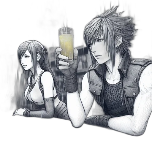 concept art, fantasy art, cyberpunk, comic book art, fire, neon lights, monochrome, two transparent PNG cut-out