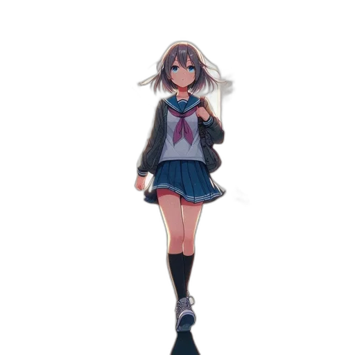 dress, jacket, staff, weapon, pixel art, anime, concept art, 3d render transparent PNG cut-out