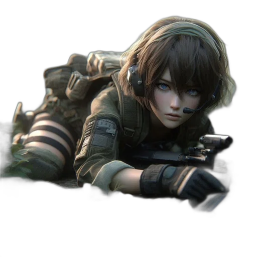 weapon, face, jacket, creature, concept art, photorealistic, fantasy art, cyberpunk transparent PNG cut-out