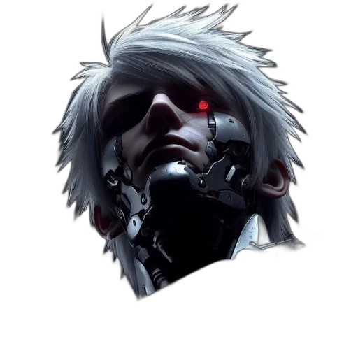 face, mask, weapon, staff, concept art, cyberpunk, pixel art, fantasy art transparent PNG cut-out