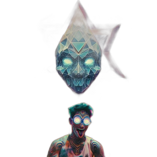 mask, creature, face, jewelry, concept art, fantasy art, cyberpunk, vaporwave transparent PNG cut-out