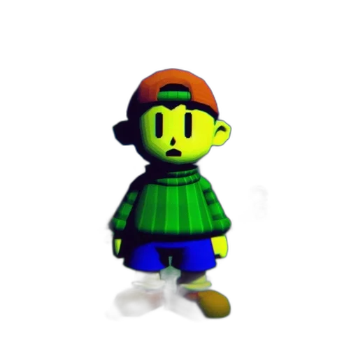 hat, jacket, staff, creature, 3d render, pixel art, concept art, cartoon transparent PNG cut-out