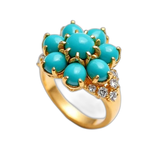 jewelry, crown, 3d render, green, blue, gold, ring, cluster transparent PNG cut-out