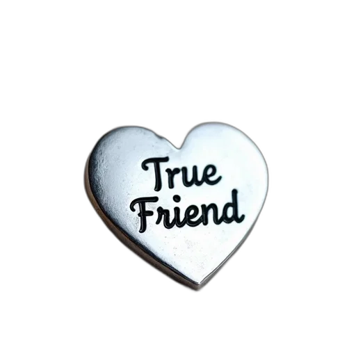 jewelry, 3d render, silver, heart-shaped, necklace, words, true, friend transparent PNG cut-out