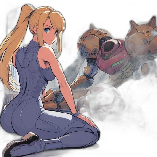 dress, robot, mask, weapon, concept art, anime, fantasy art, cartoon transparent PNG cut-out