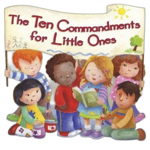 ten, commandments, little, ones, book, cover, featuring, children transparent PNG cut-out