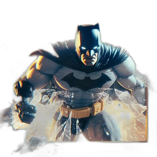 mask, comic book art, concept art, 3d render, photorealistic, batman, breaks, through transparent PNG cut-out