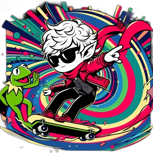 cartoon, comic book art, concept art, pixel art, neon, two, animated, characters transparent PNG cut-out