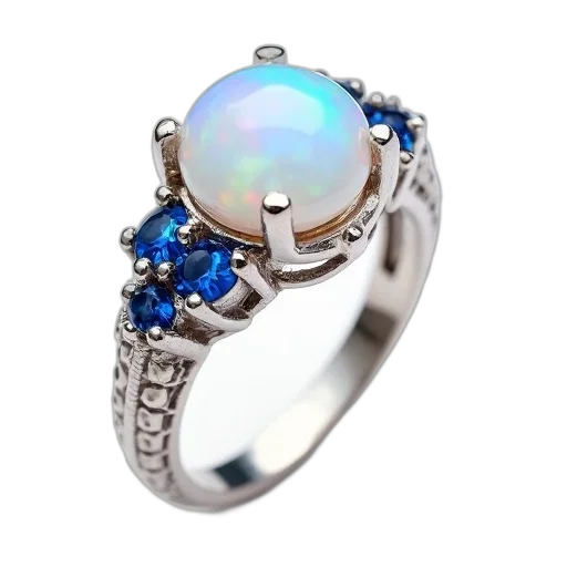 jewelry, pastel, blue, close-up, image, silver, ring, large transparent PNG cut-out