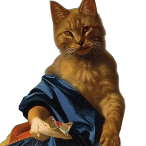 staff, animal, oil painting, photorealistic, fantasy art, concept art, cat, blue transparent PNG cut-out