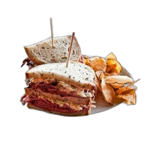 food, crown, animal, photorealistic, delicious, sandwich, chips, white transparent PNG cut-out