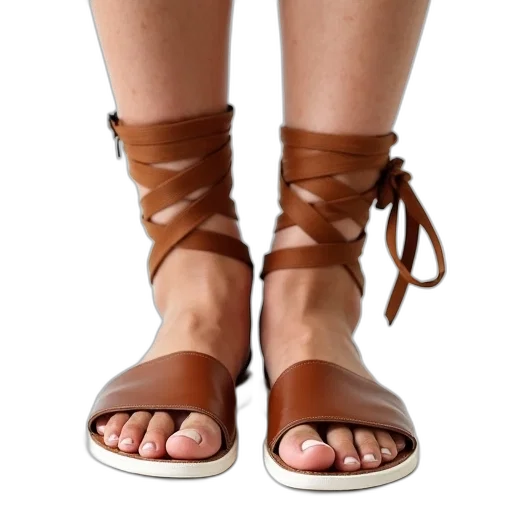 shoes, jewelry, 3d render, earth tones, pair, brown, leather, sandals transparent PNG cut-out