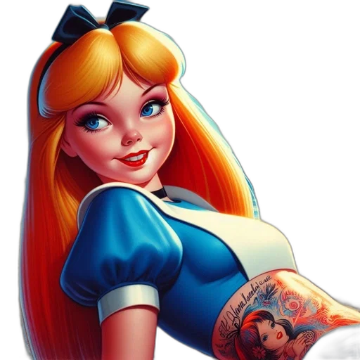 dress, staff, comic book art, cartoon, concept art, photorealistic, animated, alice transparent PNG cut-out