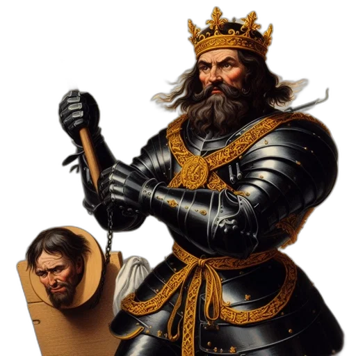 crown, sword, concept art, fantasy art, photorealistic, armored, figure, bearing transparent PNG cut-out