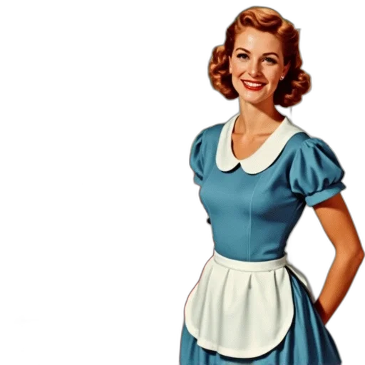 dress, staff, photorealistic, cartoon, blue, vintage, magazine, cover transparent PNG cut-out