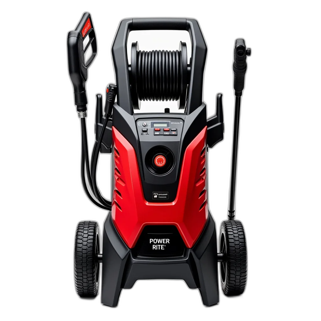 robot, black, red, portable, electric, pressure, washer, hose transparent PNG cut-out