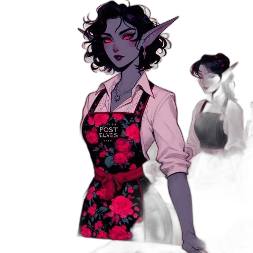 dress, staff, concept art, fantasy art, watercolor, pixel art, dark, red transparent PNG cut-out