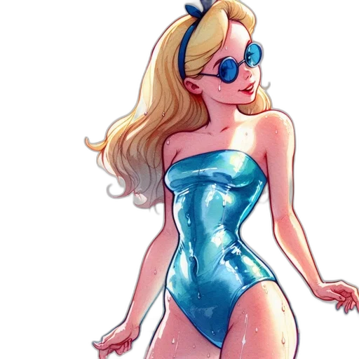dress, cartoon, comic book art, concept art, pixel art, blue, animated, female transparent PNG cut-out