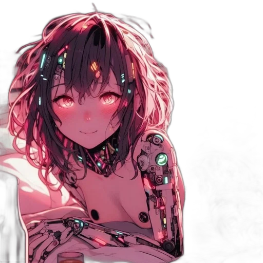 robot, dress, mask, face, cyberpunk, concept art, anime, pixel art transparent PNG cut-out