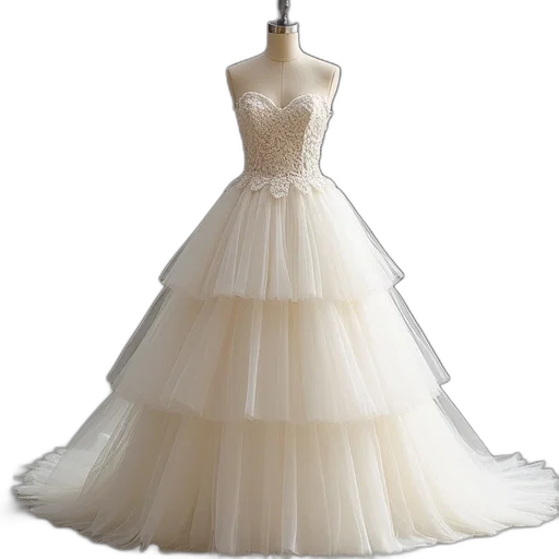 dress, 3d render, strapless, tierted transparent PNG cut-out