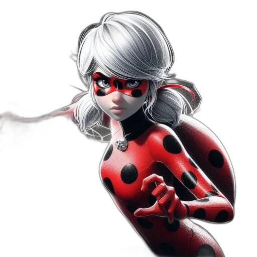 comic book art, concept art, cartoon, fantasy art, red, animated, ladybug, character transparent PNG cut-out