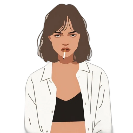 jacket, face, jewelry, dress, cartoon, pixel art, concept art, anime transparent PNG cut-out