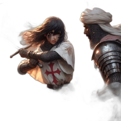 sword, weapon, concept art, fantasy art, comic book art, photorealistic, fire, female transparent PNG cut-out