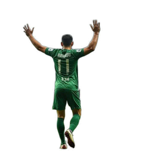 dragon, animal, pixel art, green, soccer, player, white, jersey transparent PNG cut-out
