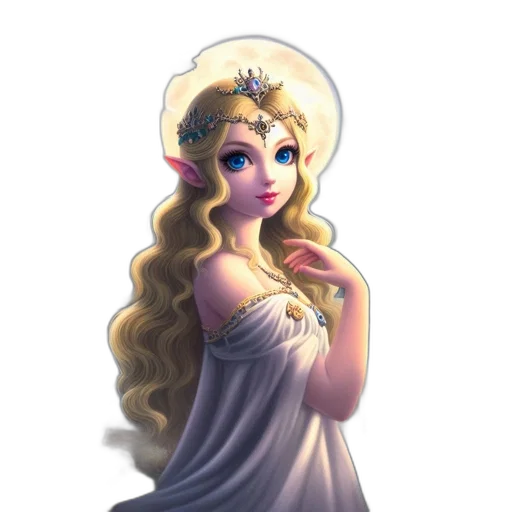 dress, crown, staff, face, fantasy art, concept art, pixel art, 3d render transparent PNG cut-out