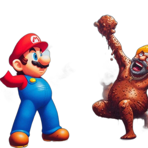 animal, creature, concept art, 3d render, pixel art, mario, wields, water transparent PNG cut-out
