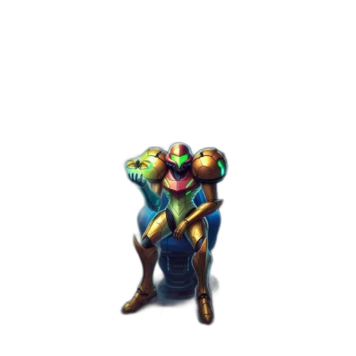 robot, mask, weapon, creature, pixel art, concept art, 3d render, comic book art transparent PNG cut-out