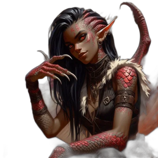 dragon, fantasy art, concept art, comic book art, photorealistic, red, dark, woman transparent PNG cut-out