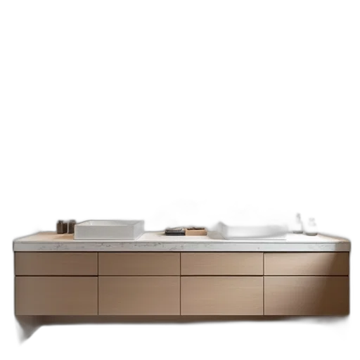 furniture, 3d render, earth tones, modern, bathroom, large, mirror, above transparent PNG cut-out