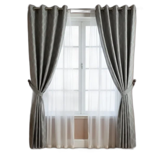 furniture, 3d render, room, large, window, covered, two, long transparent PNG cut-out