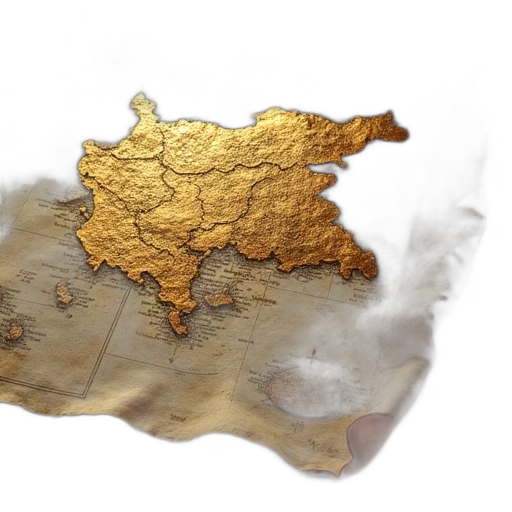 dragon, 3d render, fog, golden, ancient, pirate, map, painted transparent PNG cut-out