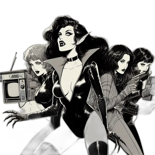 jacket, comic book art, concept art, cyberpunk, cartoon, neon lights, four, distinctive transparent PNG cut-out