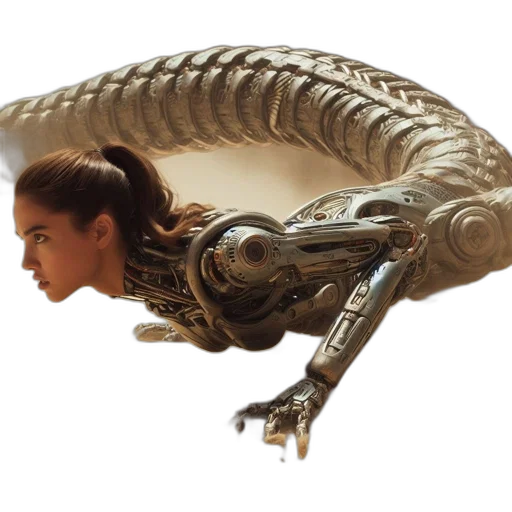 creature, robot, animal, hair, concept art, photorealistic, 3d render, outer space transparent PNG cut-out