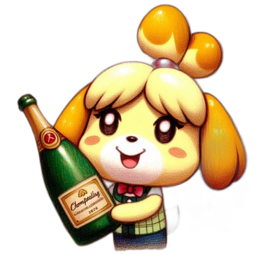bottle, pixel art, 3d render, concept art, golden, cartoon, character, dog-like transparent PNG cut-out