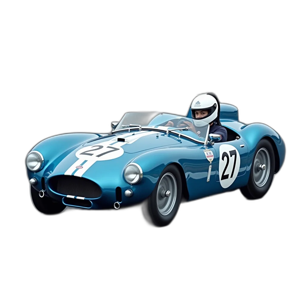 car, animal, 3d render, photorealistic, concept art, blue, vintage, racing transparent PNG cut-out