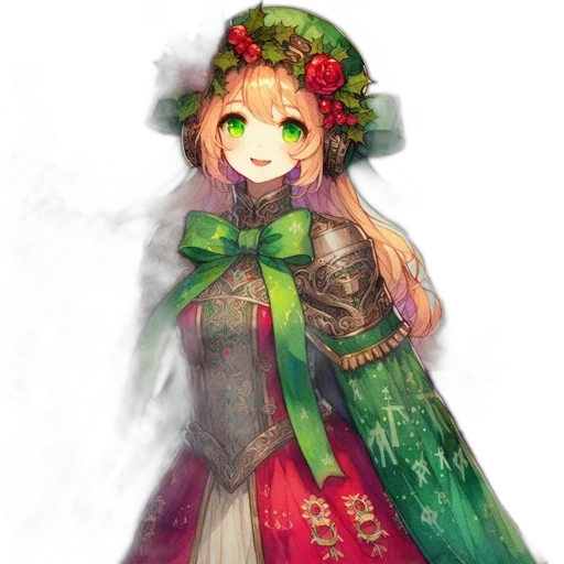 dress, flower, staff, crown, fantasy art, concept art, pixel art, anime transparent PNG cut-out