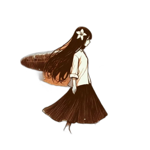 hair, dress, creature, staff, anime, concept art, watercolor, pixel art transparent PNG cut-out
